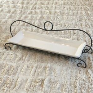 At Home America Bistro Buffet Serving Tray with Metal Stand